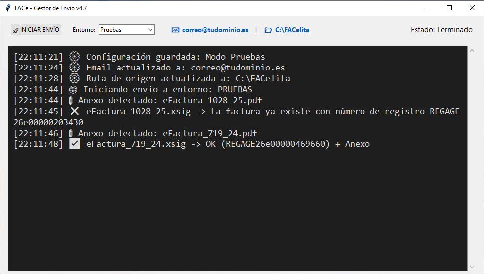 Interfaz de FACelita